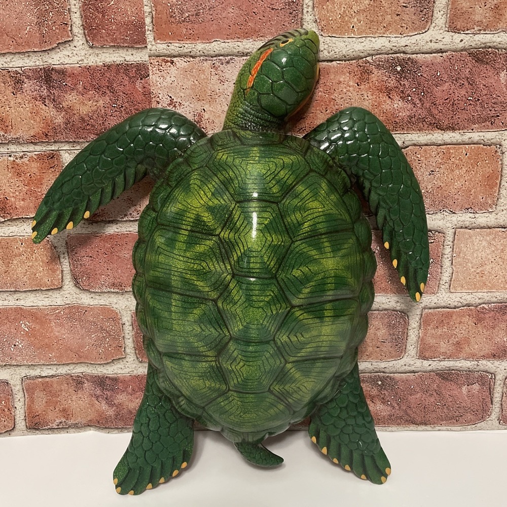 15" GREEN‎ SHELL SEA TURTLE RESIN SCULPTURE